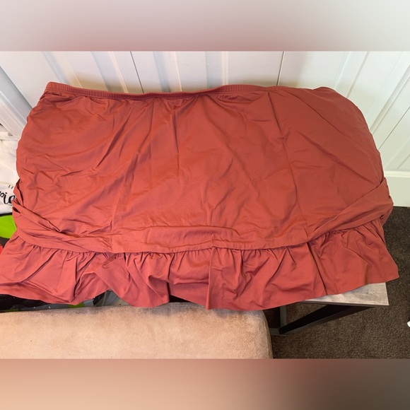 La Blanca Plus Swim Skirt Size 22W Cinnamon Brown Ruched Ruffle Tummy Control - Picture 9 of 12